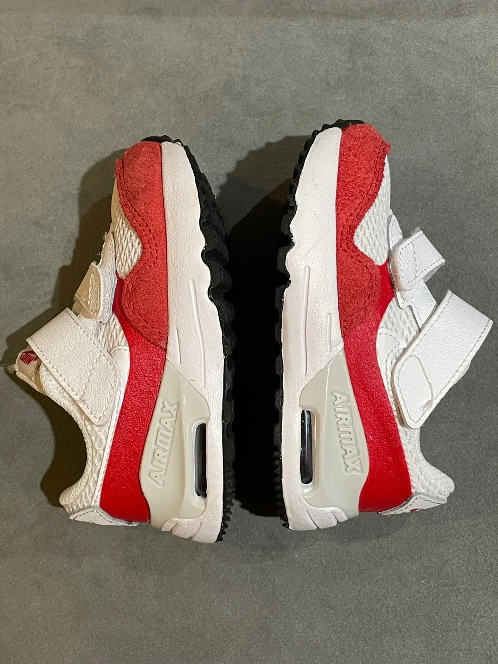 Nike Air Max 6C Sneakers Baby Toddler White Red Hook & Loop Athletic Shoes